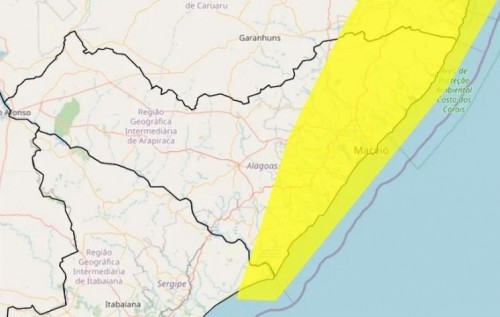 [Alerta amarelo do Inmet tem 50 municípios de Alagoas com perigo potencial de chuvas]