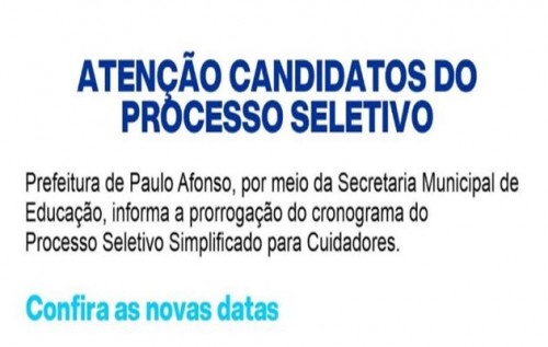 [Atenção candidatos do Processo Seletivo Simplificado da Secretaria de Educação]