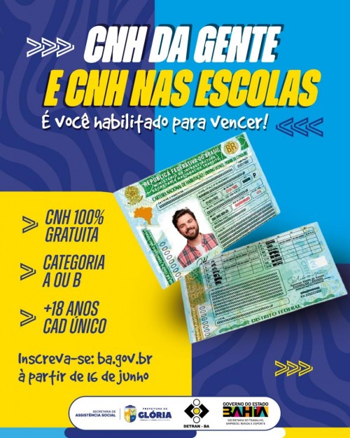 [Governo da Bahia lança programas de CNH gratuita e Prefeitura de Glória orienta população sobre como participar]